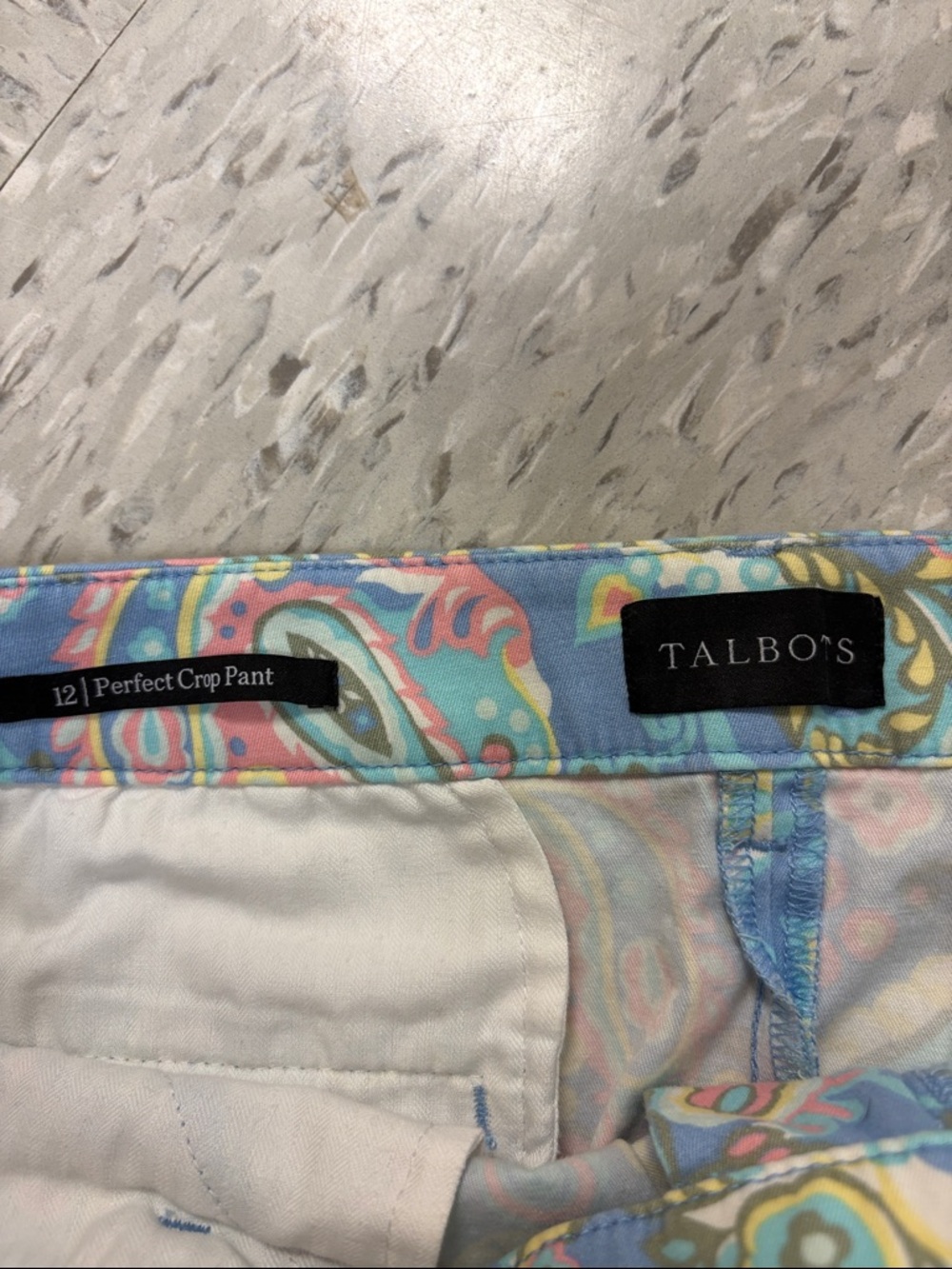 Talbots Multicolor Paisley Crop Pant — Blue Pink Yellow - Picture 2 of 2